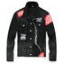 Patch Printed Men's Jean Jacket Elasticity Denim Jacket Coats